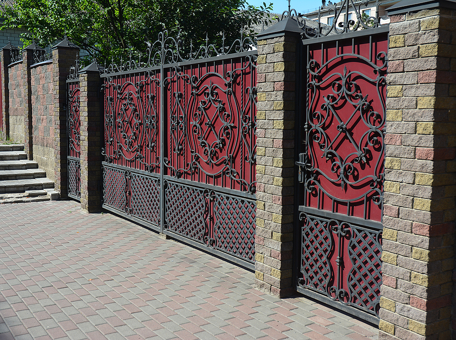 Brick and Metal Fence with Door